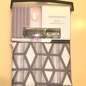 Contemporary Shower Curtain 72”x72” with Roller Rings +Vinyl Liner